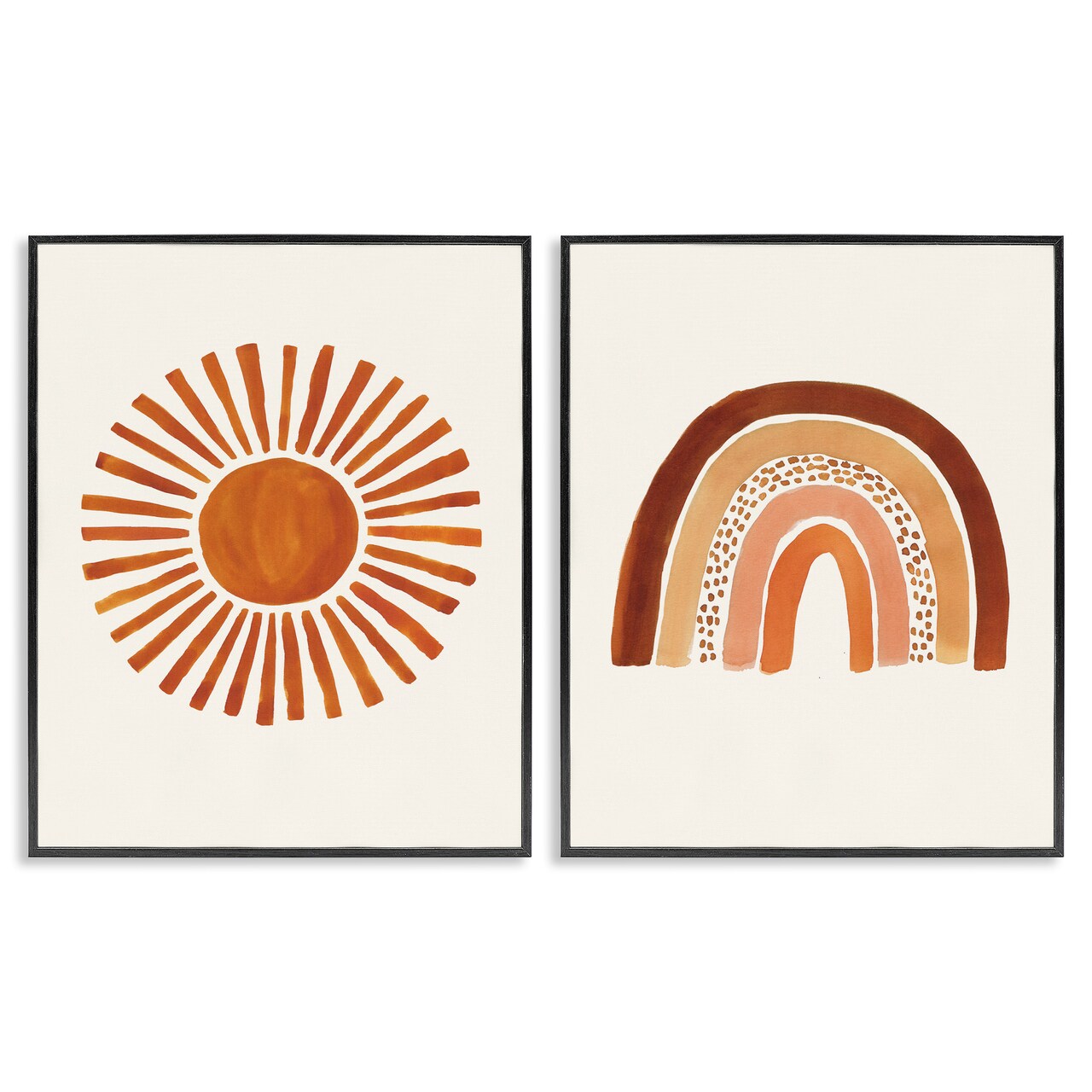 Stupell Industries Orange Sun Patterned Rainbow Boho Framed Giclee Art